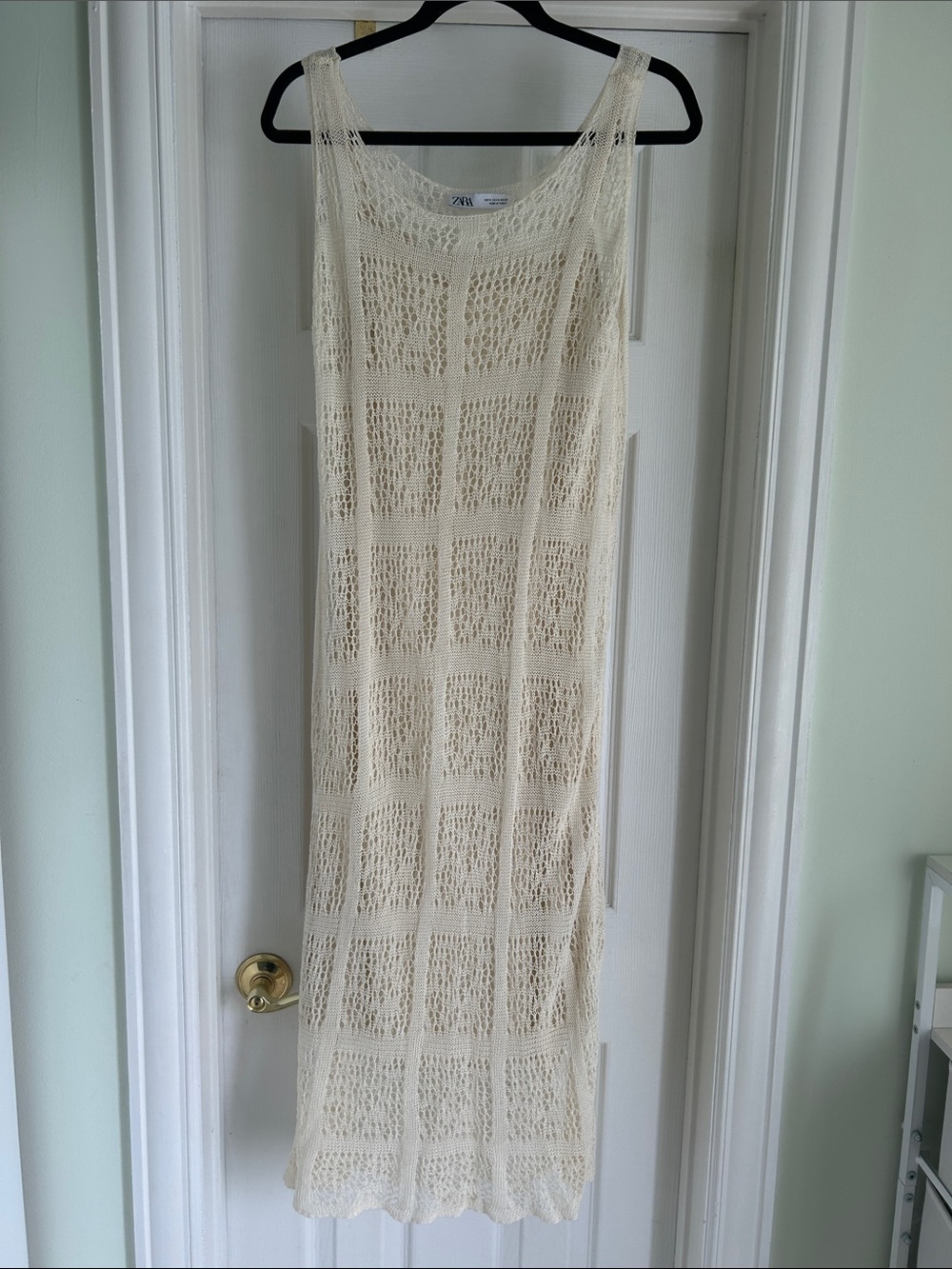 Zara Open-Knit Cream Maxi Dress